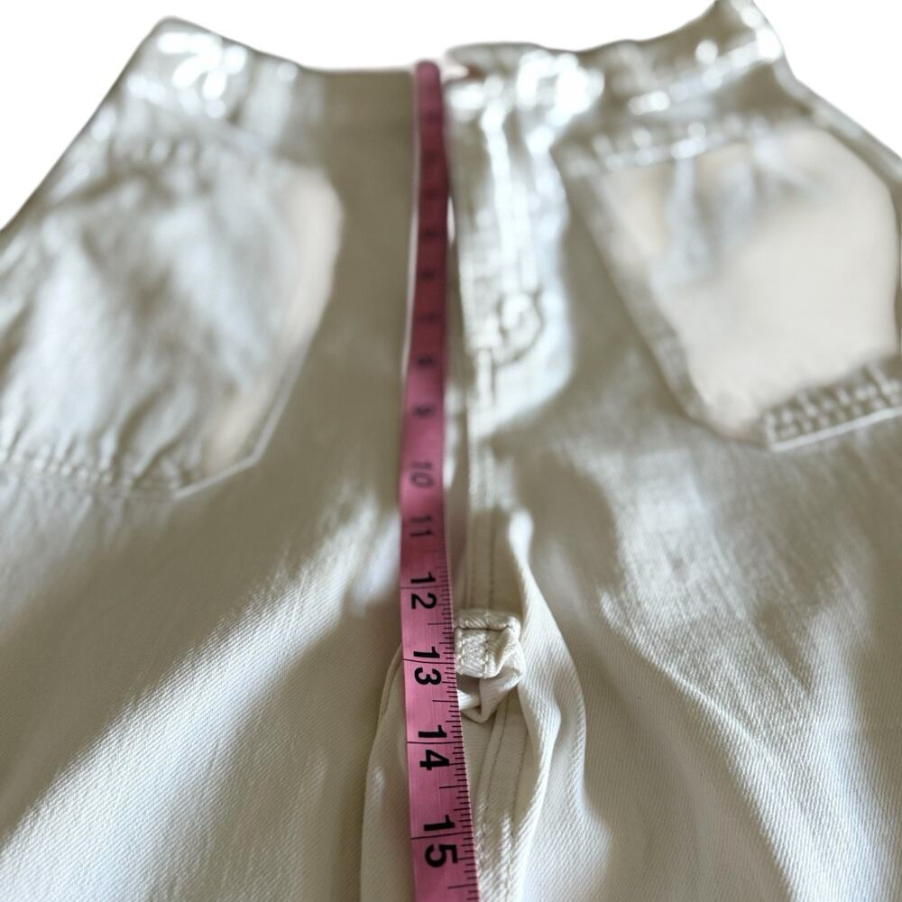 Free People Wide Leg High Waist Capris Pants Raw Hem Off White Cream Size 28 - Picture 8 of 10